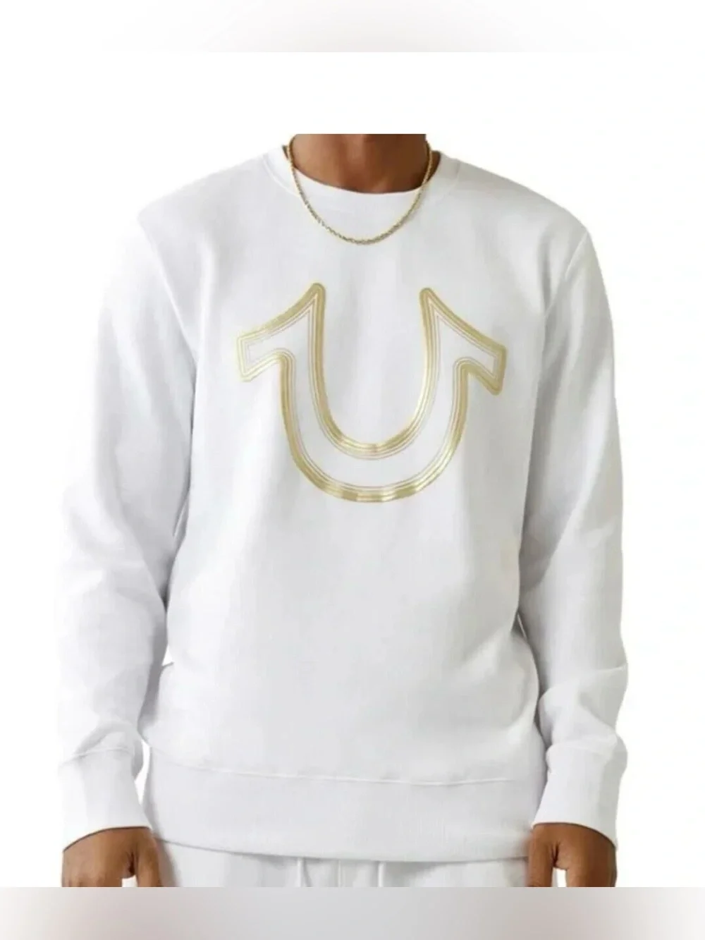 True Religion Men’s HS Foil Crewneck Y2K Sweatshirt Horseshoe Logo